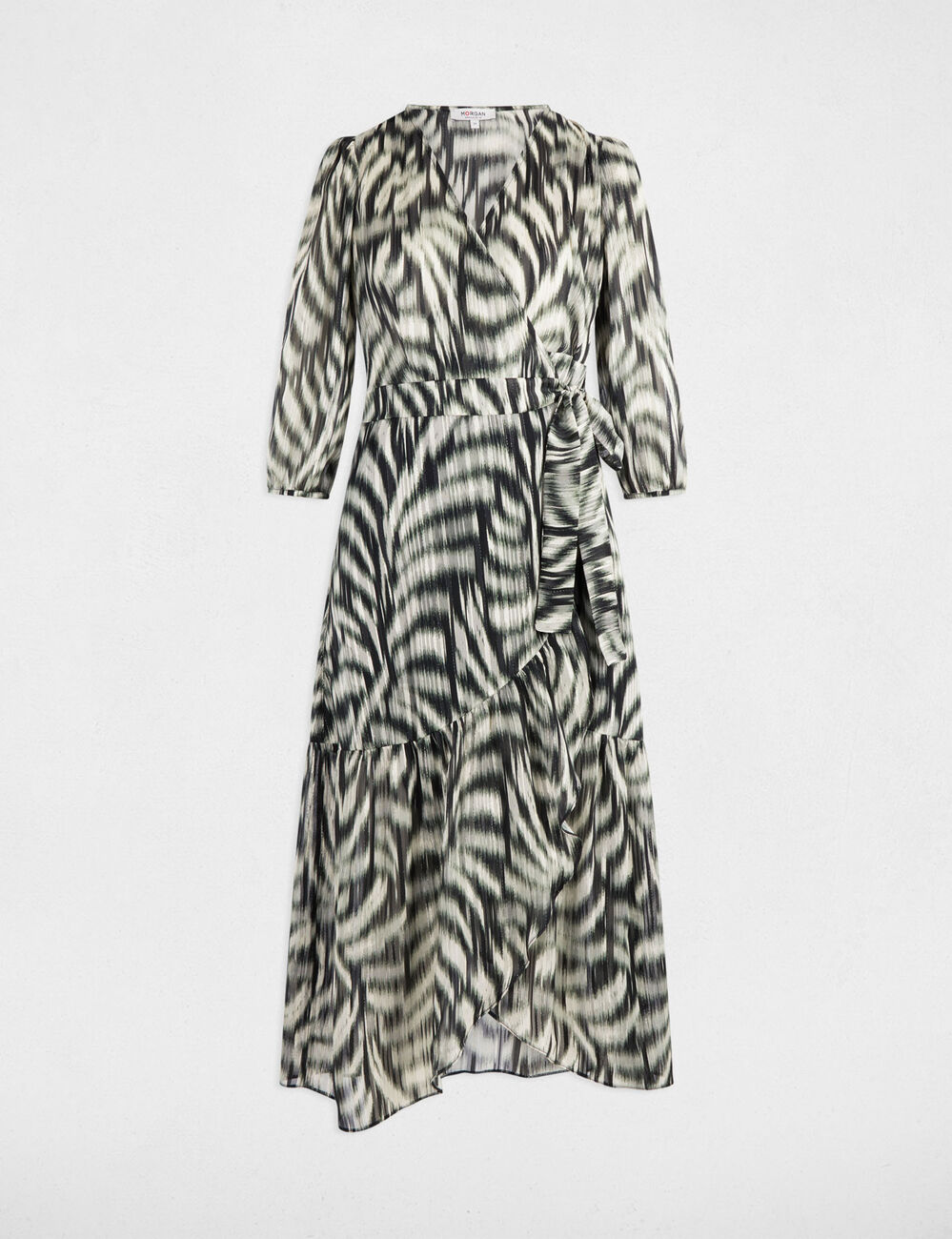 Robe midi évasée imprimée multicolore femme
