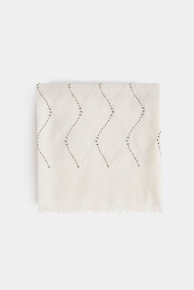 Foulard avec strass ivoire femme
