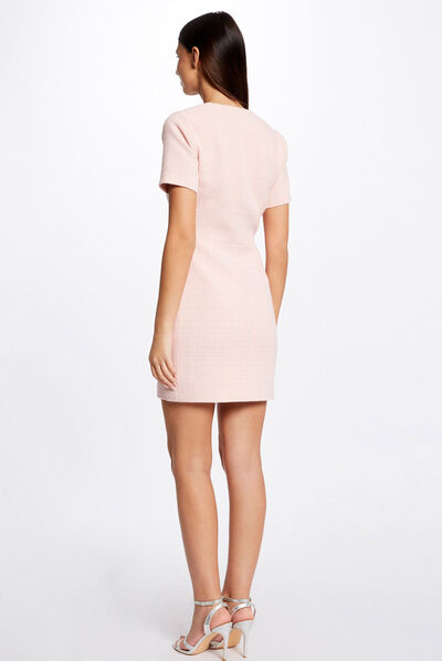 Robe ajustée boutonnée rose femme