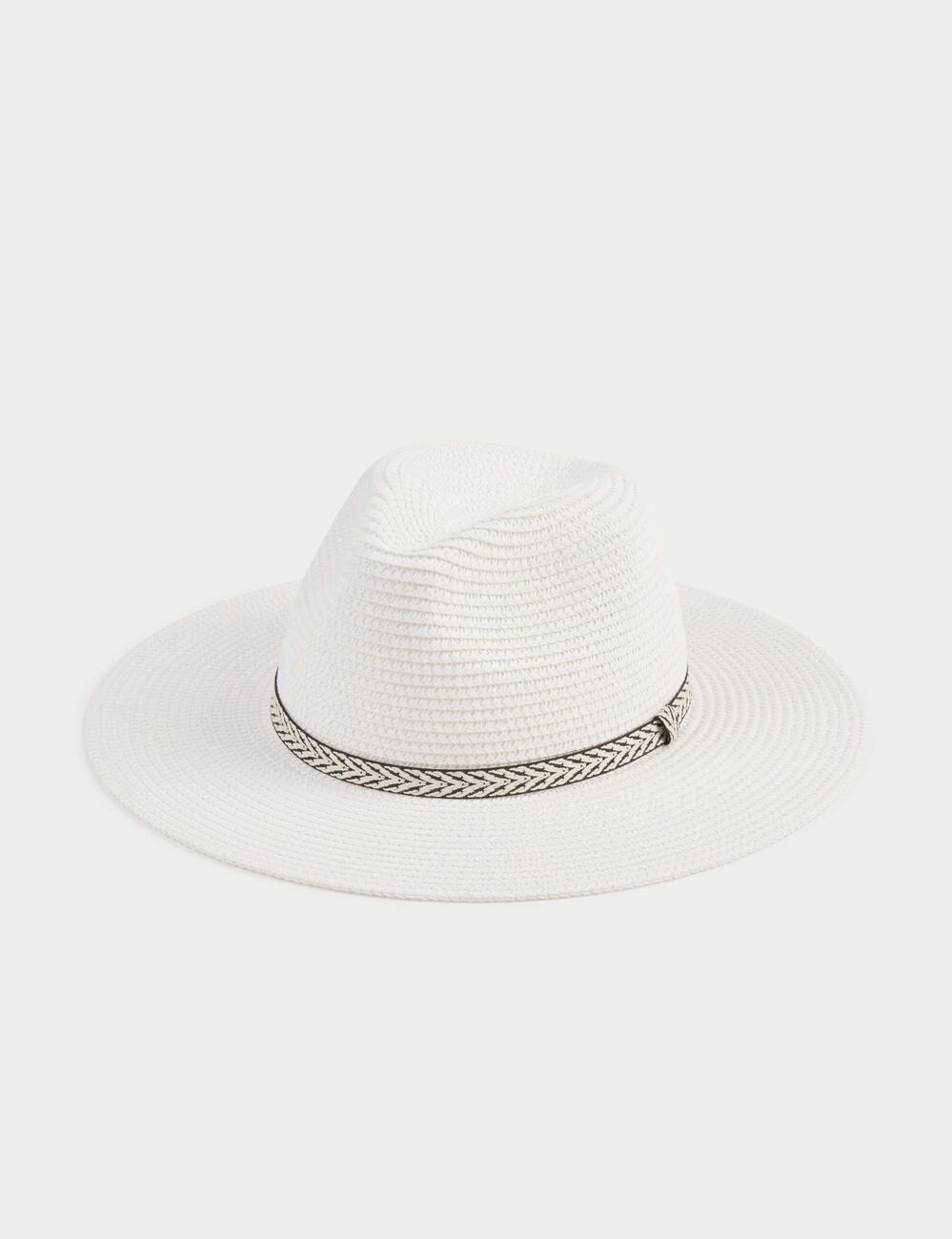 Chapeau paille graphique blanc femme