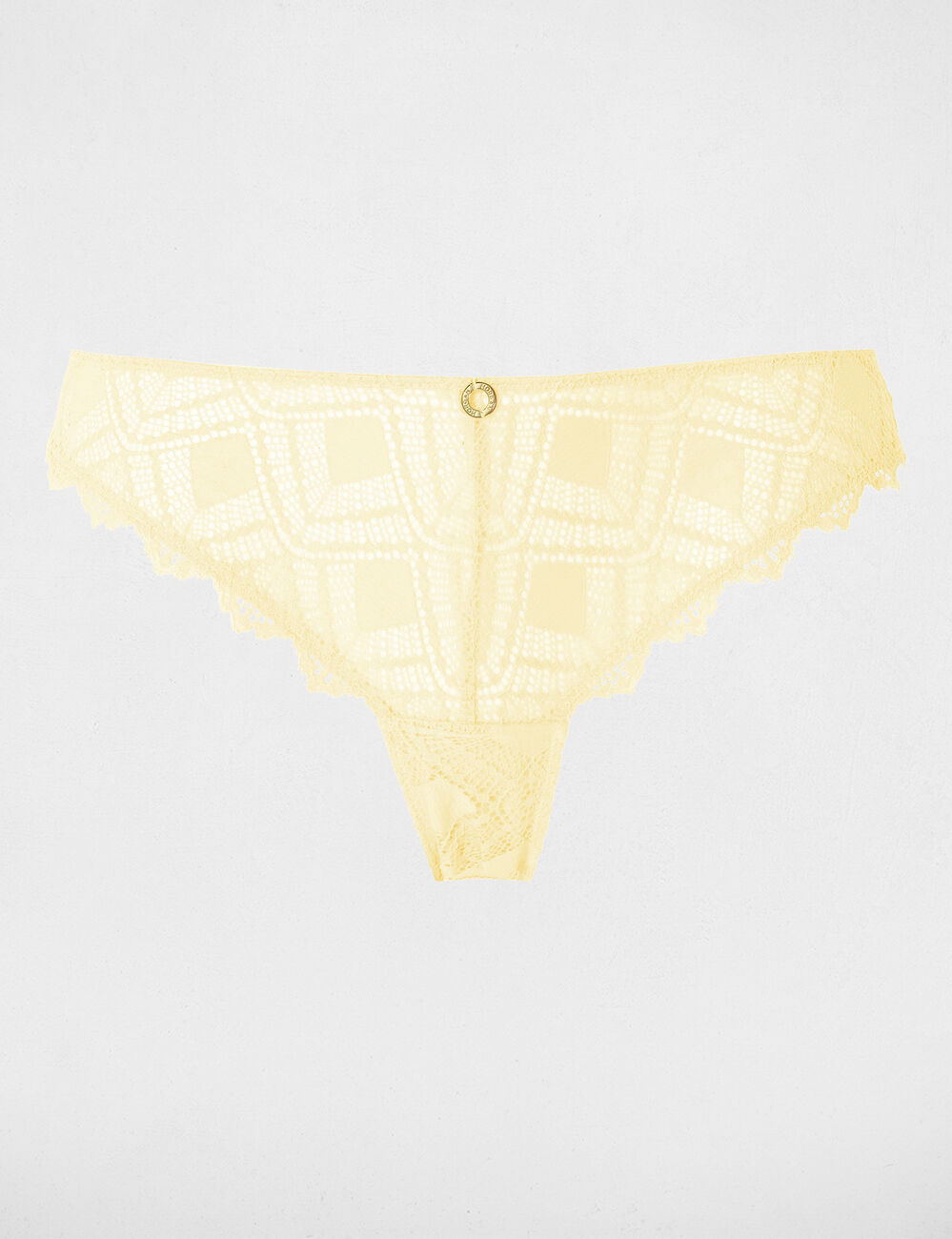 Slip dentelle jaune femme