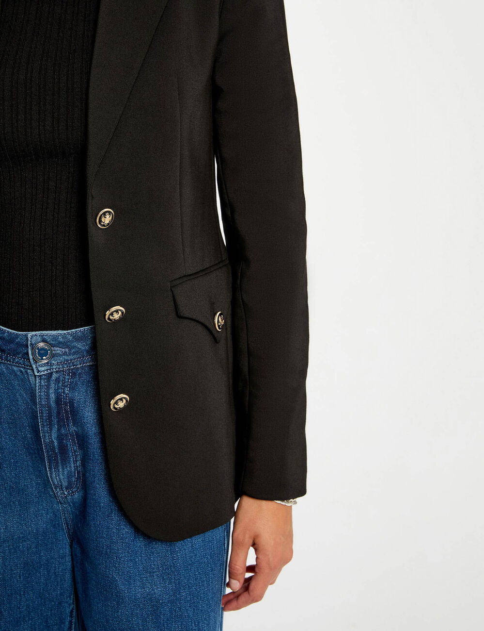 Veste ajust&eacute;e manches longues noir femme