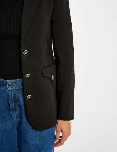 Veste ajust&eacute;e manches longues noir femme