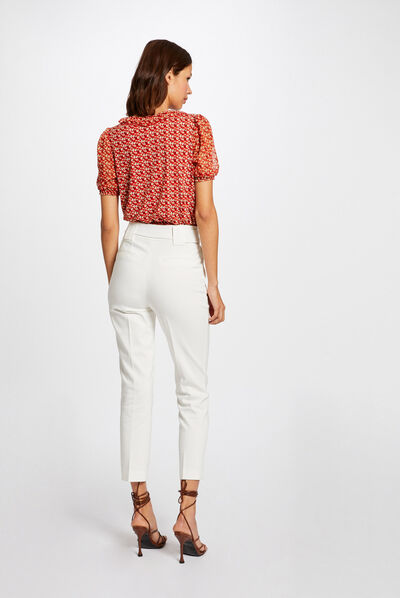 T-shirt manches courtes imprimé végétal rouge femme