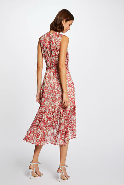 Robe longue portefeuille imprimé floral multico femme