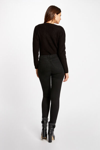 Gilet manches longues boutonné noir femme