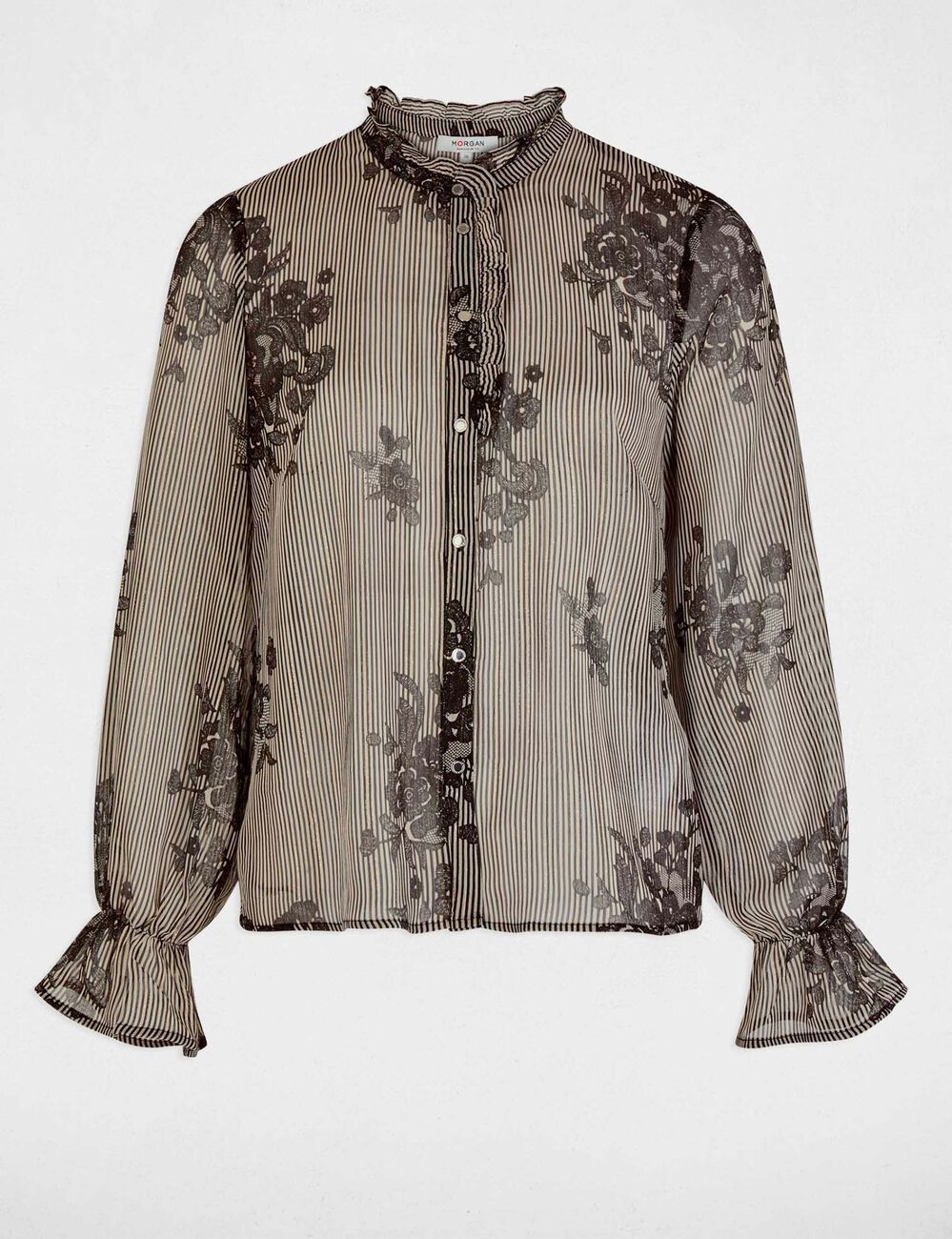 Chemise imprim&eacute;e col montant multicolore femme