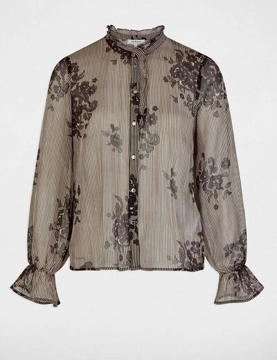 Chemise imprim&eacute;e col montant multicolore femme