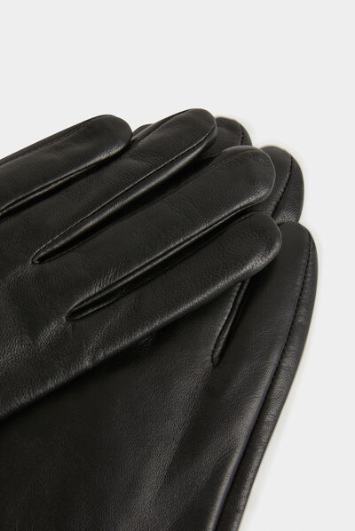 Gants en cuir avec ornements noir femme