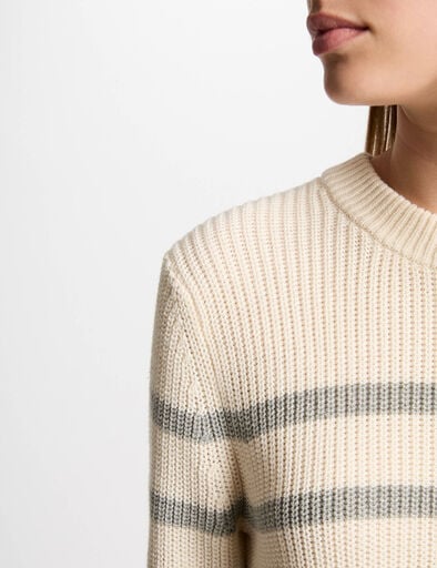 pull col rond et rayures ivoire femme Pull col rond et rayures ivoire femme