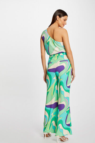 Blouse asymétrique imprimé abstrait multico femme