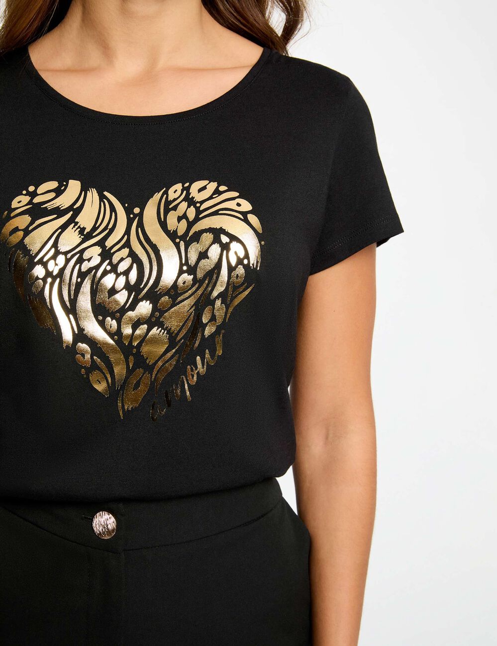 T-shirt manches courtes noir femme