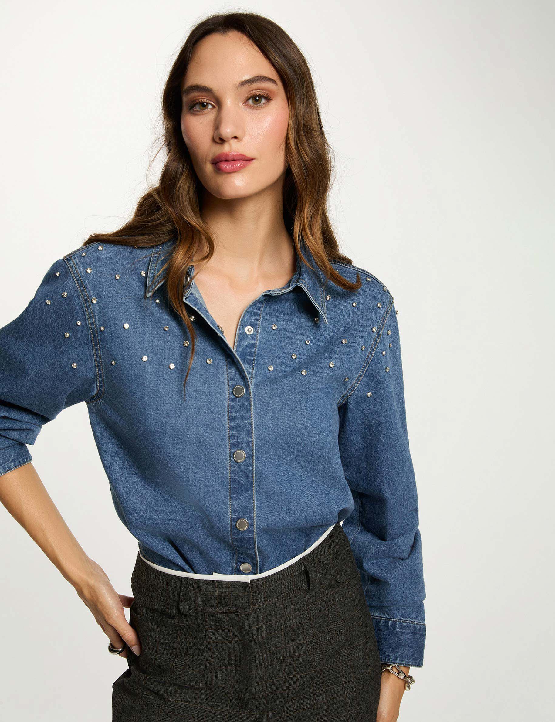 Chemise courte cabochons stone femme