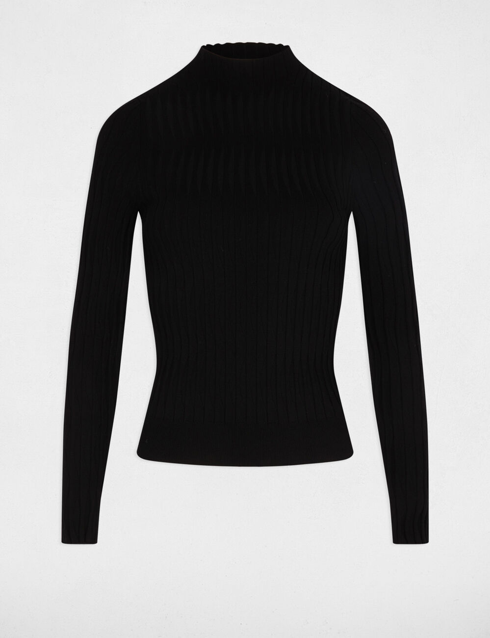 Pull cintr&eacute; col montant noir femme