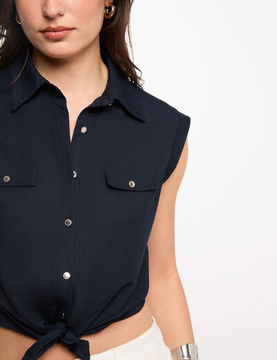 Blouse sans manches bleu marine femme