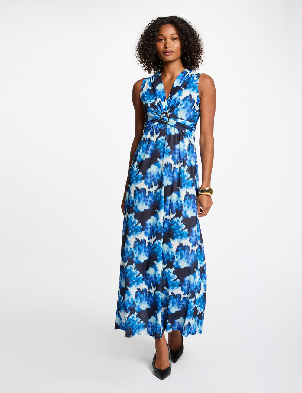 Robe longue droite imprim&eacute;e multicolore femme
