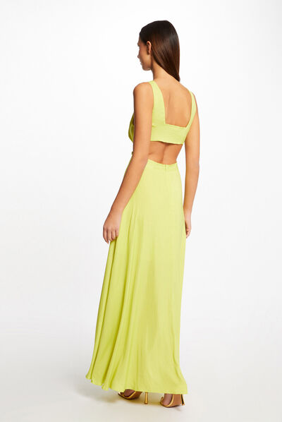 Robe longue évasée avec ouvertures anis femme