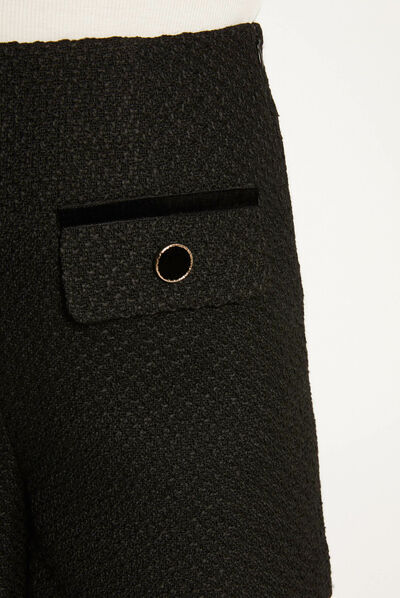 Short droit détails velours noir femme