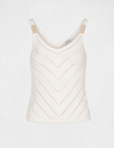 Pull d&eacute;bardeur &agrave; ornements m&eacute;talliques ivoire femme