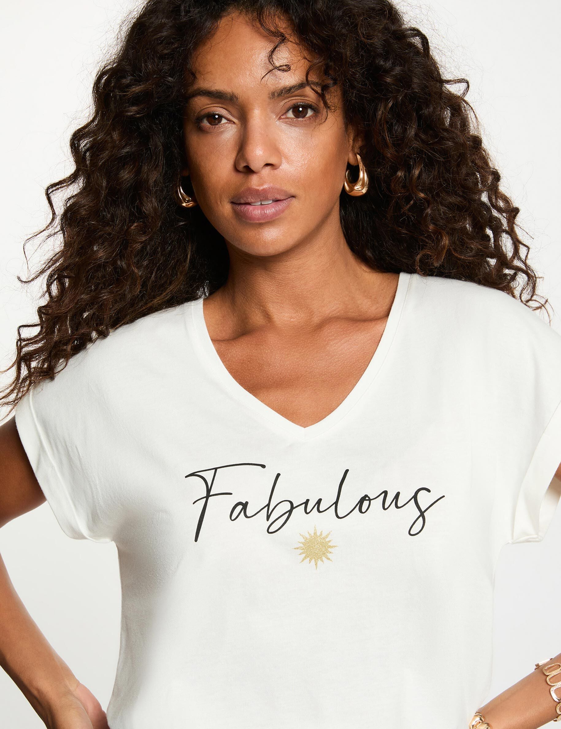 T shirt col v manches courtes femme