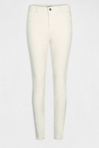 Pantalon skinny taille haute ivoire femme