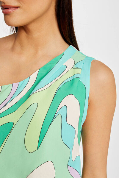 Blouse asymétrique imprimé abstrait multico femme