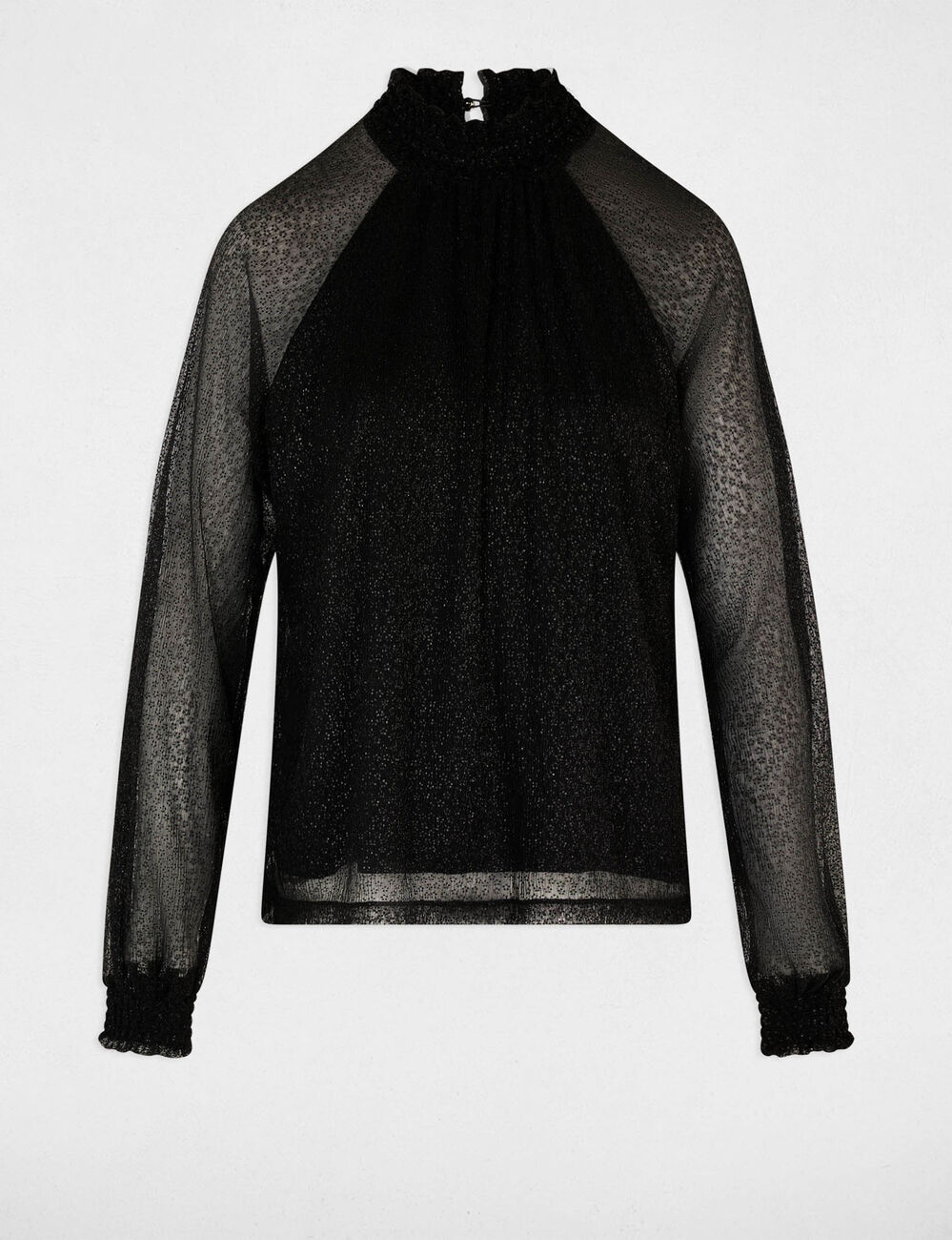 T-shirt col montant noir femme