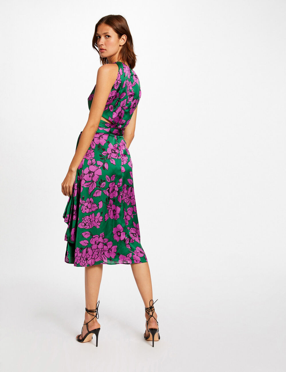 Robe ajustée fendue imprimé floral violet femme