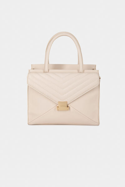Sac avec rabat matelassé ecru femme