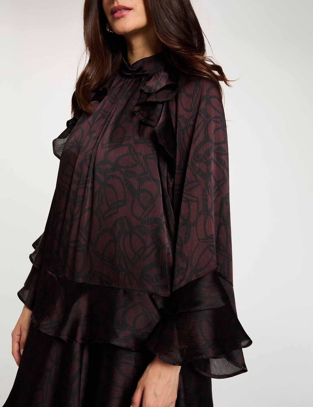 Robe courte col montant multicolore femme