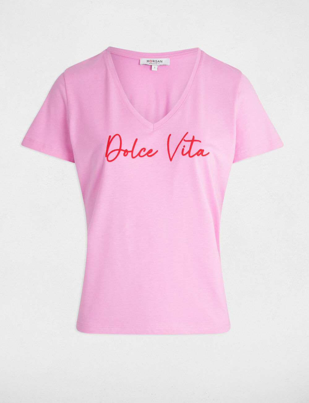 T-shirt à inscription rose femme
