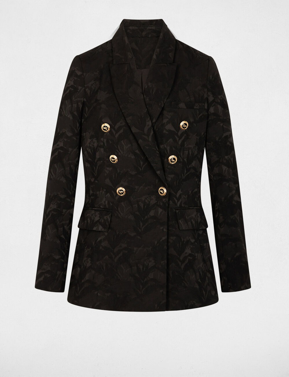 Veste jacquard ajust&eacute;e noir femme