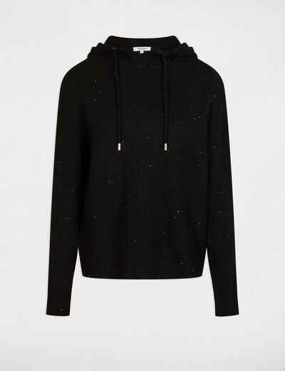 Pull col à capuche noir femme