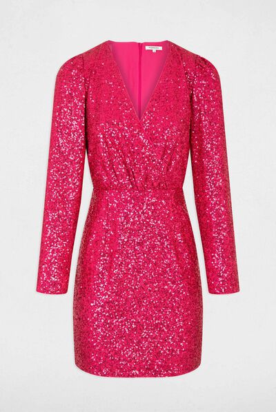 Robe droite à sequins rose moyen femme