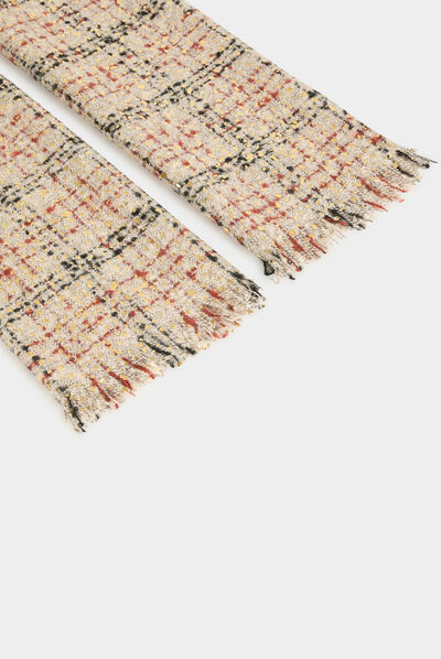 Écharpe imprimé abstrait beige femme