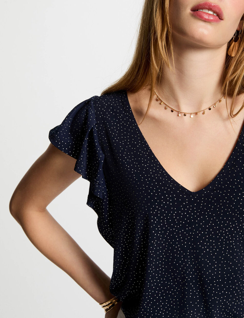 T-shirt manches courtes bleu marine femme