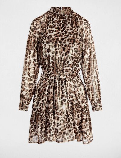 Robe courte droite imprimée multicolore femme