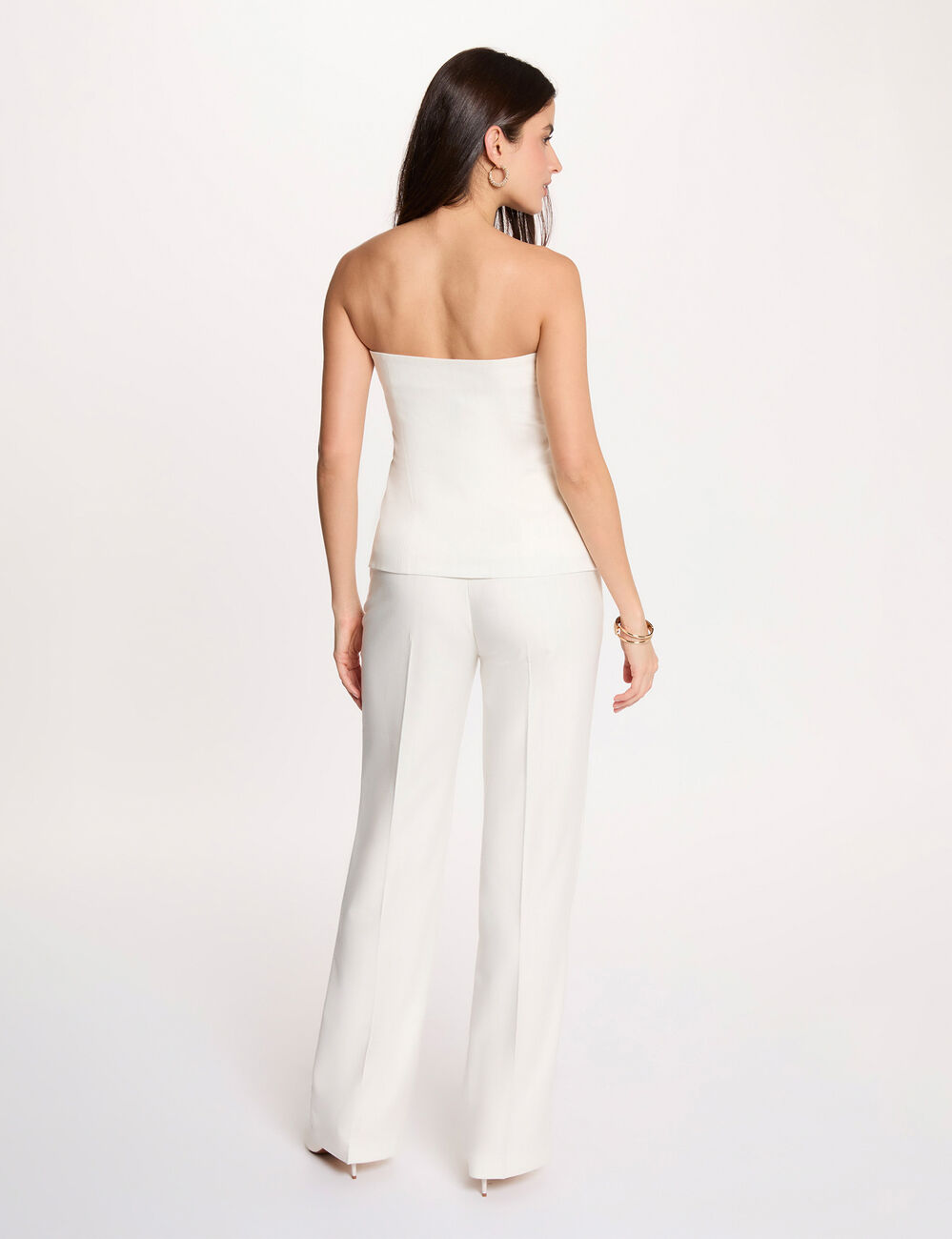 Bustier ray&eacute; sans manches blanc femme