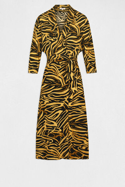 Robe midi portefeuille imprimé abstrait multico femme