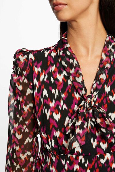 T-shirt manches longues imprimé abstrait multico femme