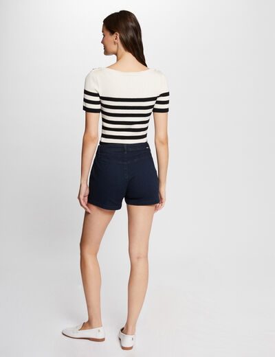 Short slim boutons denim brut femme