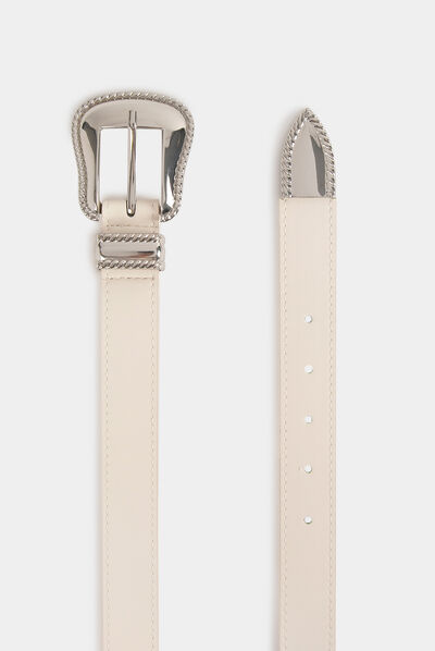 Ceinture avec boucle western ivoire femme