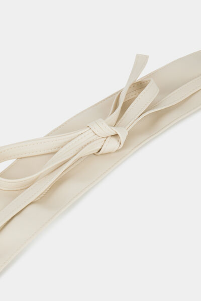 Ceinture élastiquée détail noeud beige femme
