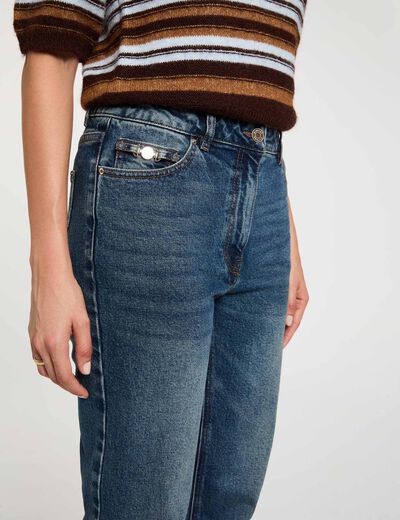 Jean droit taille haute denim stone femme