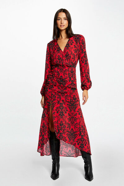 Robe longue cintrée imprimé cachemire multico femme
