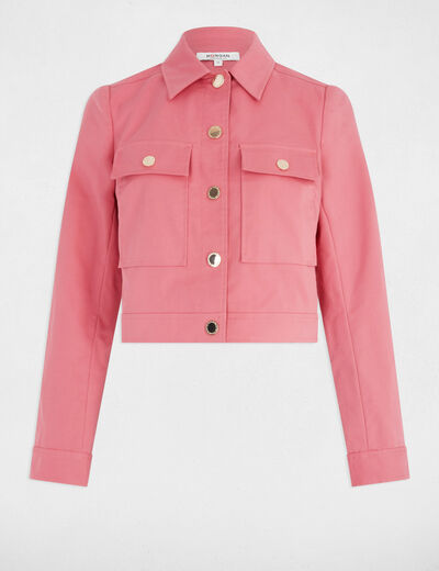 Veste courte boutonnée vieux rose femme