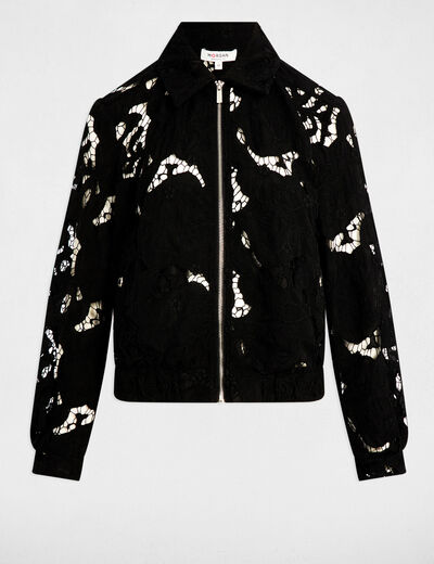 Blouson court dentelle noir femme