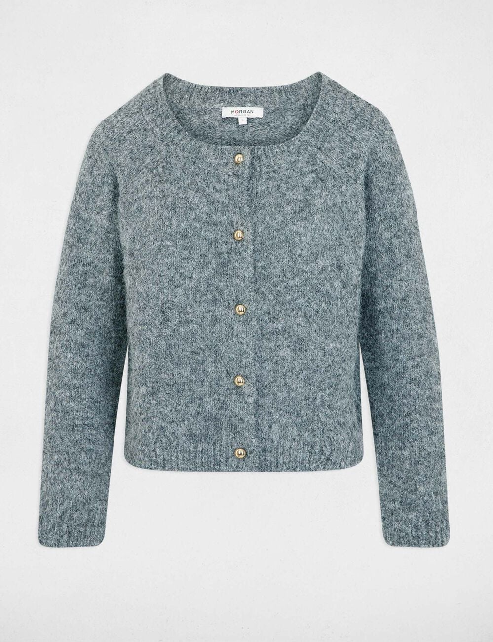 Gilet col rond gris clair femme