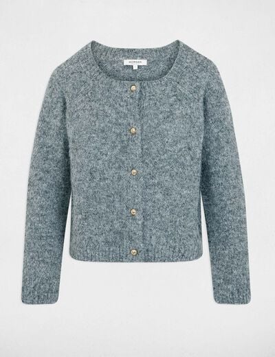 Gilet col rond gris clair femme