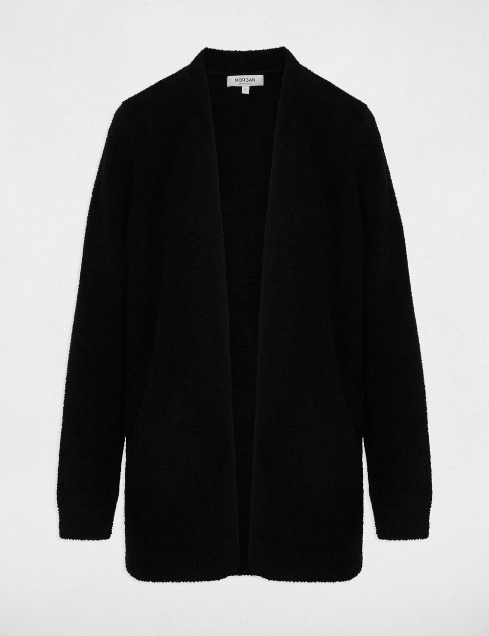 Gilet long col v noir femme
